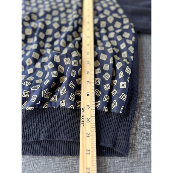 Vintage Anne Klein II Womens Top L Short Sleeve Wool/Silk Blue Beige Sweater - Picture 6 of 6